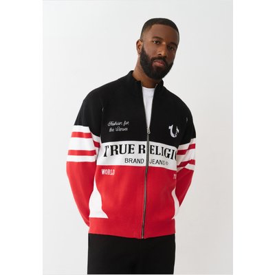 True Religion RACING RAGLAN ZIP SWEATER