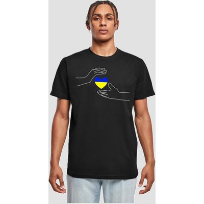 Merchcode Peace - 2 Hand Heart Black T-Shirt Round Neck