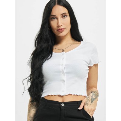 Urban Classics Ladies Cropped Button Up Rib Tee