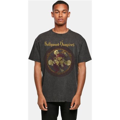 Merchcode Hollywood Vampires - Drink Fight Puke Acid Washed Heavy Oversized Tee