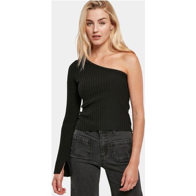 Urban Classics Ladies Short Rib Knit One Sleeve Sweater