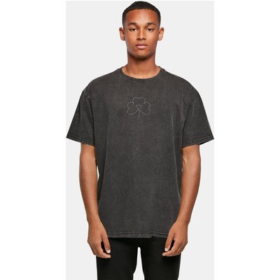 Merchcode Spring - Leaf Clover Flower Acid Washed Heavy Oversized Tee