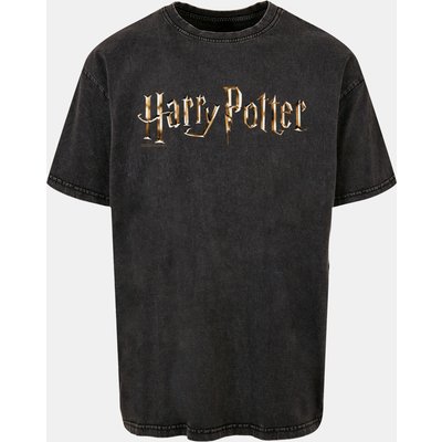 Absolute Cult Harry Potter - Colour Logo Acid Washed Oversized Tee