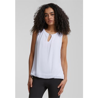 Cloud5ive Damen Chiffon Top mit Schlüsselloch-Kragen und Deko-Schnalle