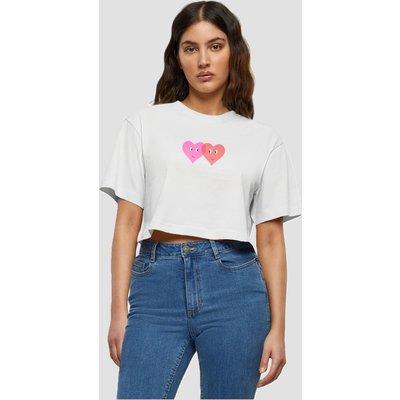 Merchcode Ladies Hugs & Love - Two Hearts Short Oversized Tee