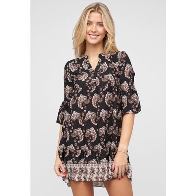 Cloud5ive Paisley Kleid mit V-Neck und All Over Print
