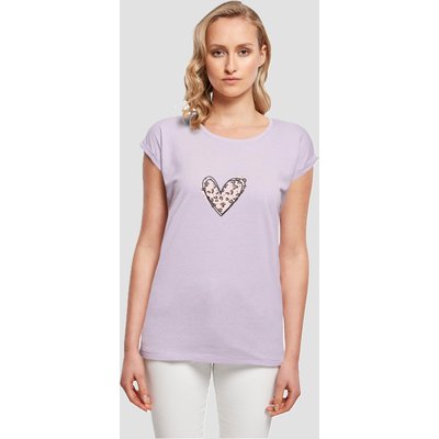 Merchcode Ladies Valentines Day - Leopard Heart Extended Shoulder Tee