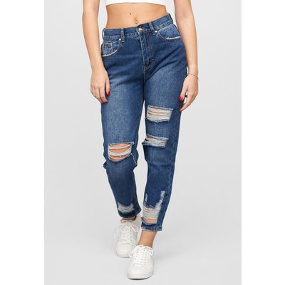 Cloud5ive High-Waist Boyfriend Destroyed Jeans Hose 5-Pockets