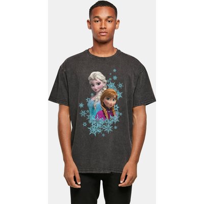 Absolute Cult Frozen - Elsa And Anna Sisters Acid Washed Oversize Tee