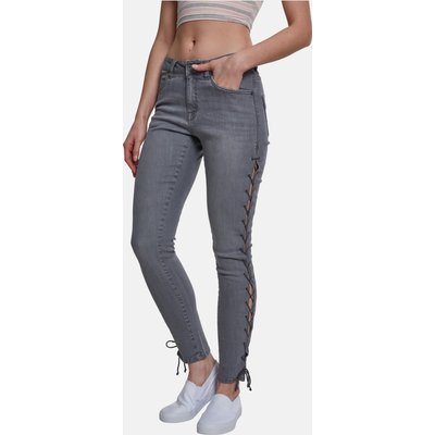 Urban Classics Ladies Denim Lace Up Skinny Pants