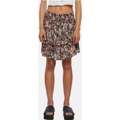Cloud5ive Damen Rock Mini Stufenrock Blumen Print 2-lagig