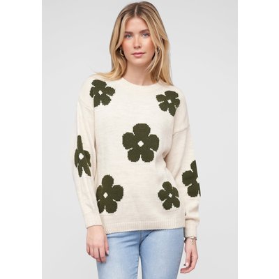 Cloud5ive Cloud 5ive Crewneck Knit Sweater with Flowers