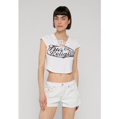 True Religion LACE UP CAP SLVS RIB TOP