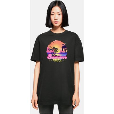 Merchcode POD Ladies Summer Vibes Sunset Oversized Boyfriend Tee