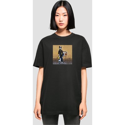 Merchcode Ladies Brandalised - Boy With Teddy Picture Oversized Boyfriend Tee