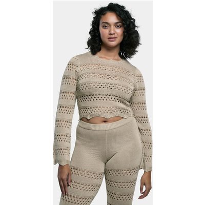 Urban Classics Ladies Cropped Crochet Knit Sweater