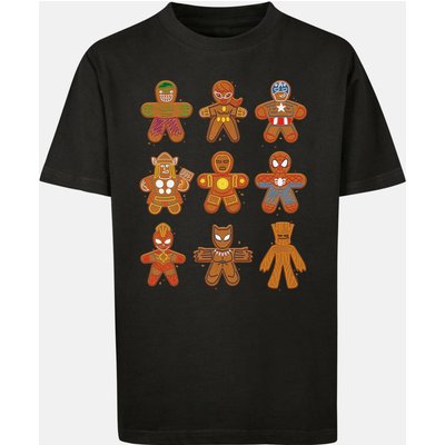 F4NT4STIC Marvel Universe Christmas Gingerbread Avengers with Kids Basic Tee