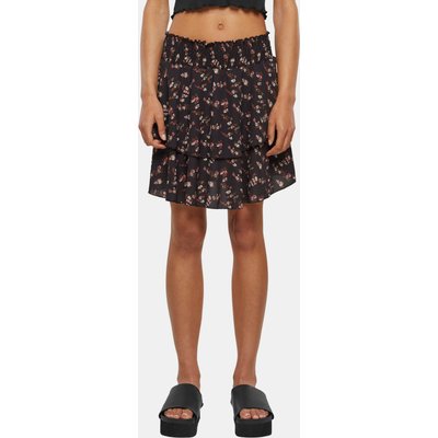 Cloud5ive Damen kurzer Volantrock mit breiten Bund Blumen Print