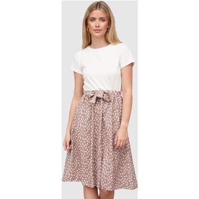 Cloud5ive Damen Kleid Satin Rock 2-Pockets und Bindegürtel