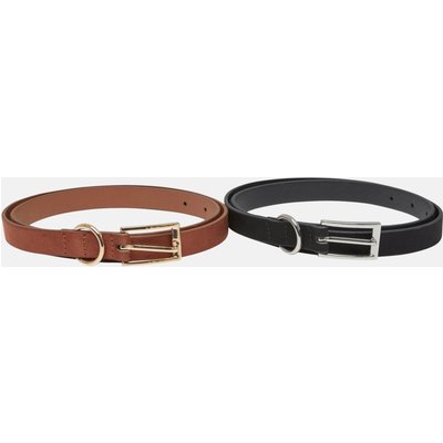 Urban Classics Slim Synthetic Velour Leather Belt 2-Pack