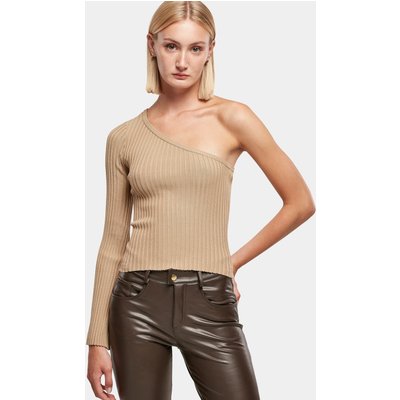Urban Classics Ladies Short Rib Knit One Sleeve Sweater