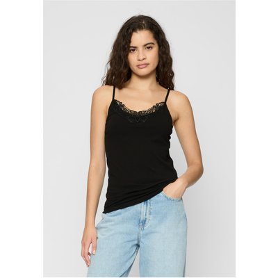 Cloud5ive Damen Top 2er Set V-Neck Spitzentop unicolor schwarz