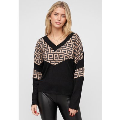 Cloud5ive V-Neck Sweater Pullover mit Geo-Print
