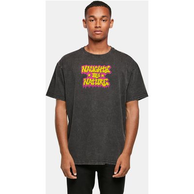 Merchcode Naughty By Nature - Neon Drop Acid Washed Heavy Oversized Tee