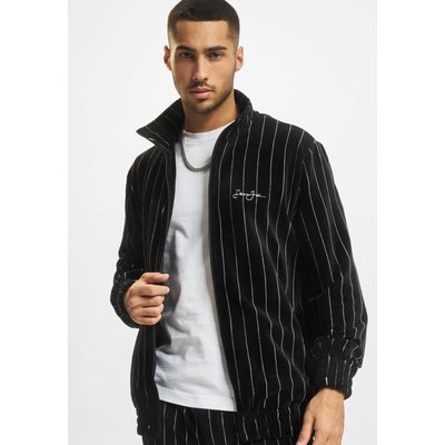 Sean John JM222-035-01 SJ Script Logo Pinstripe Velours Trackjacket