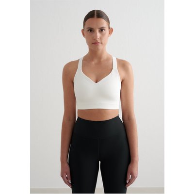 aimn White Ribbed Performance Support Bra