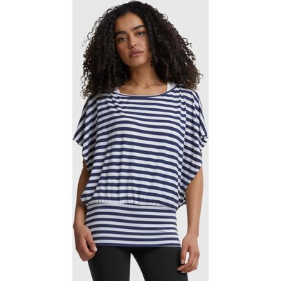 Cloud5ive Fashion Damen Viskose Fledermausarm Shirt 2in1 Optik Streifen