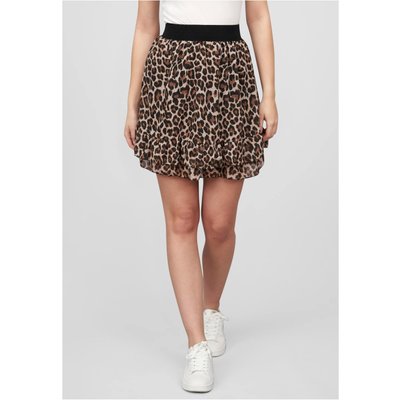 Cloud5ive Damen Stufenrock mit Leo Print und 2-lagigem Stoff