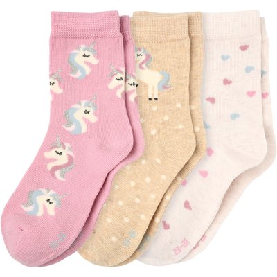 3 Paar Mädchen Socken mit Einhorn-Motiven