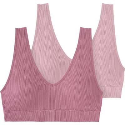 2 Damen Bustiers mit Feinripp-Struktur