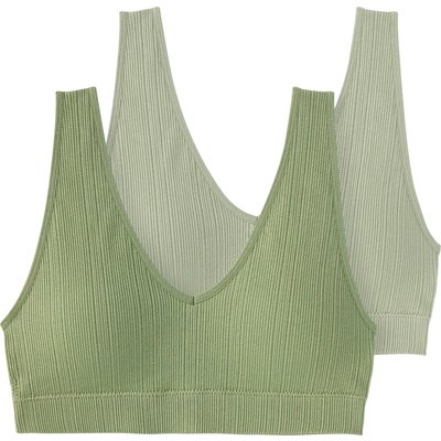 2 Damen Bustiers mit Feinripp-Struktur