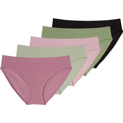 5 Damen Slips mit Feinripp-Struktur