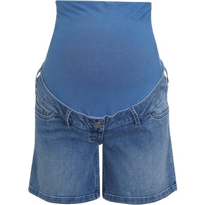 Damen Umstands-Jeansshorts mit Used-Waschung