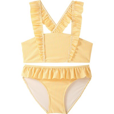Mädchen Bikini mit Seersucker-Streifen