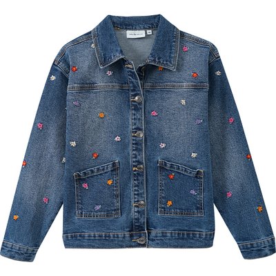 Mädchen Jeansjacke mit Blumen-Stickerei