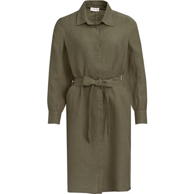 Damen Leinen-Hemdkleid mit Bindeband