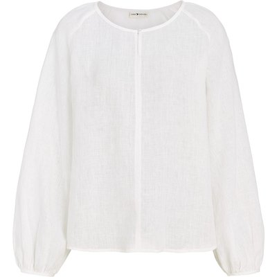 Damen Leinen-Bluse unifarben