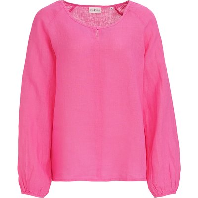 Damen Leinen-Bluse unifarben