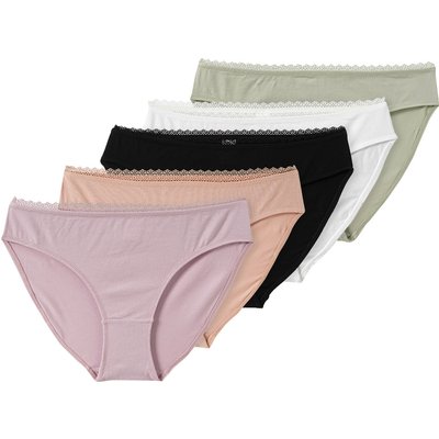 5 Damen Slips mit Spitze