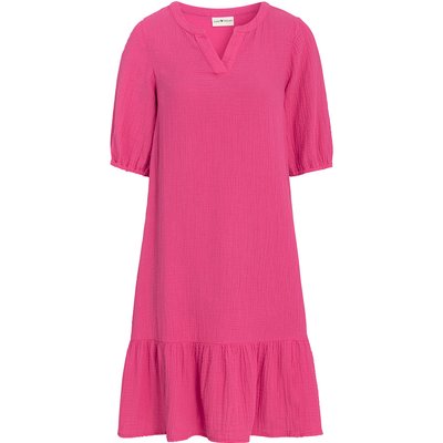 Damen Musselin-Kleid in Unifarben