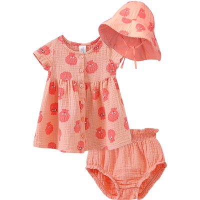 Newborn Musselin-Set Kleid, Shorts und Hut