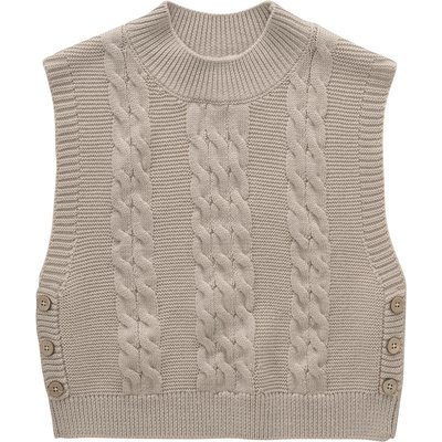 Mädchen Woll-Strickpullunder mit Zopfmuster