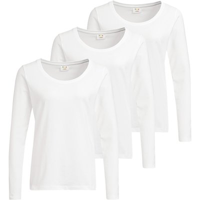3 Damen Langarmshirts in Unifarben