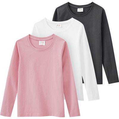 3 Mädchen Langarmshirts in Unifarben