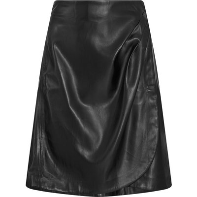 Damen Wickelrock in Leder-Optik