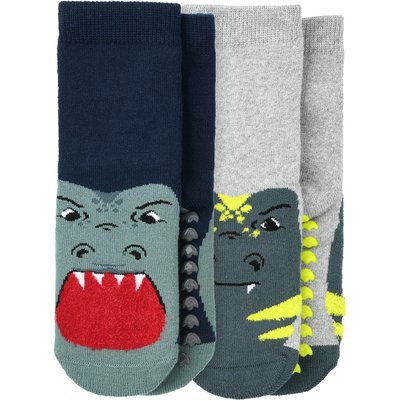 2 Jungen Stoppersocken mit Dino-Motiven
